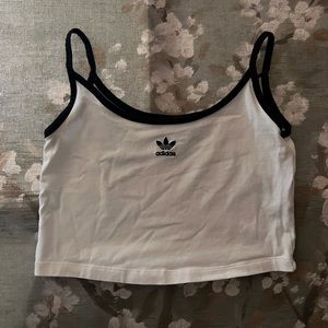 Adidas White Cropped Athletic Top